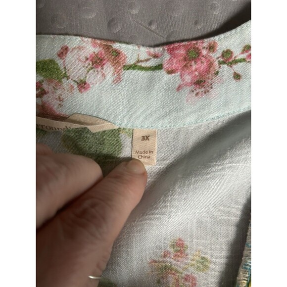 Soft Surroundings Womens Merielle Boho Floral Embroidered Tunic Blouse Size 3X - Picture 7 of 9